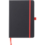 A5-Notizbuch aus Recycling-Kunstleder, Gummiband, linierte Blätter farbe rot erste Ansicht