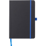 A5-Notizbuch aus Recycling-Kunstleder, Gummiband, linierte Blätter farbe ultramarinblau erste Ansicht
