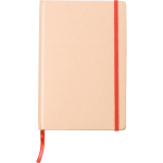 A5-Notizbuch aus Recycling-Karton, Gummiband, linierte Seiten farbe rot erste Ansicht
