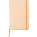 A5-Notizbuch aus Recycling-Karton, Gummiband, linierte Seiten farbe orange erste Ansicht