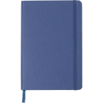 A5-Notizbuch aus Recycling-Karton mit Lesezeichen, linierte Blätter farbe ultramarinblau erste Ansicht