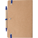 A5-Notizbuch aus Recycling-Karton mit Kuli und blanken Seiten zweite Ansicht