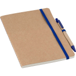 A5-Notizbuch aus Recycling-Karton mit Kuli und blanken Seiten vierte Ansicht