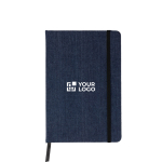 Notizbuch A5 aus Jeansstoff im Casual-Look, linierte Seiten farbe blau Ansicht mit Druckbereich