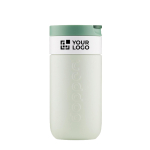 Edelstahl-Thermobecher mit Klappdeckel Dopper 300 ml farbe waldgrün Ansicht mit Druckbereich