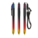 Kunststoff-Kugelschreiber mit Metallic-Optik und 4-Farben-Tinte Flags BIC® farbe schwarz