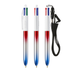 Kunststoff-Kugelschreiber mit Metallic-Optik und 4-Farben-Tinte Flags BIC® farbe blau