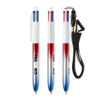 Kunststoff-Kugelschreiber mit Metallic-Optik und 4-Farben-Tinte Flags BIC® farbe blau