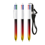 Kunststoff-Kugelschreiber mit Metallic-Optik und 4-Farben-Tinte Flags BIC® farbe rot