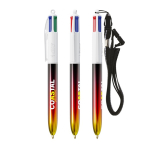 Kunststoff-Kugelschreiber mit Metallic-Optik und 4-Farben-Tinte Flags BIC® farbe rot