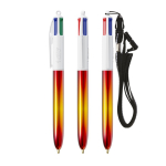 Kunststoff-Kugelschreiber mit Metallic-Optik und 4-Farben-Tinte Flags BIC® farbe gelb