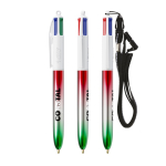 Kunststoff-Kugelschreiber mit Metallic-Optik und 4-Farben-Tinte Flags BIC® farbe grün