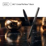 Metall-Kugelschreiber mit Nachfüllminen und schwarzer Schrift Cristal® Re’New Black BIC®