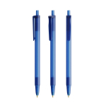 Kugelschreiber aus Kunststoff mit Softfeel®-Gummikörper und blauer BIC®-Tinte farbe blau-transparent