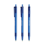 Kugelschreiber aus Kunststoff mit Softfeel®-Gummikörper und blauer BIC®-Tinte farbe blau-transparent