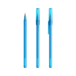 Kunststoffkugelschreiber mit weichem Schreibgefühl und blauer Tinte Round Stic BIC® farbe transparentes hellblau