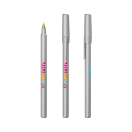 Kugelschreiber aus Kunststoff im klassischen Design mit schwarzer Schrift Round Stic BIC® farbe silber