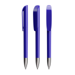 Kugelschreiber aus Kunststoff mit verchromter Metallgriffzone und blauer BIC®-Tinte farbe blau
