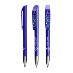Kugelschreiber aus Kunststoff mit verchromter Metallgriffzone und blauer BIC®-Tinte farbe blau