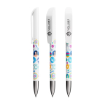 Kugelschreiber aus Kunststoff mit verchromter Metallgriffzone und blauer BIC®-Tinte farbe weiß