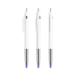 Einziehbarer, ergonomischer Kugelschreiber aus Kunststoff mit blauer Tinte BIC® farbe weiß