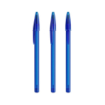 Kugelschreiber aus Kunststoff mit klassischer Kappe und blauer Schrift Style BIC® farbe blau-transparent