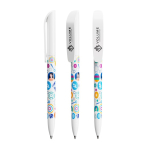 Kugelschreiber aus Kunststoff mit breitem Clip und blauer Schrift BIC® farbe weiß