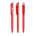 Kugelschreiber aus Kunststoff mit breitem Clip und blauer Schrift BIC® farbe rot-transparent