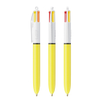Kugelschreiber aus Kunststoff mit gelbem Schaft und 4-Farben-Tinte Sun BIC® farbe gelb