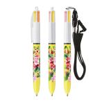 Kunststoff-Kugelschreiber mit Umhängeband zum Aufhängen und 4 Farben Tinte Sun BIC® farbe gelb