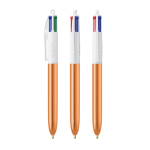 Kugelschreiber aus Kunststoff mit Metalloptik und 4 Farben Tinte BIC® farbe orange