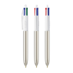 Kugelschreiber aus Kunststoff mit Metalloptik und 4 Farben Tinte BIC® farbe silber