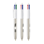 Kugelschreiber aus Kunststoff mit Metalloptik und 4 Farben Tinte BIC® farbe silber