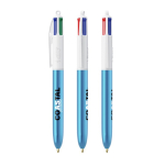 Kugelschreiber aus Kunststoff mit Metalloptik und 4 Farben Tinte BIC® farbe cyan-blau