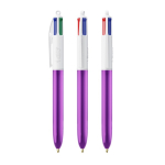Kugelschreiber aus Kunststoff mit Metalloptik und 4 Farben Tinte BIC® farbe purpurfarben