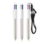 Kugelschreiber aus Kunststoff mit Metallic-Finish und 4-Farben-Tinte Shine BIC® farbe silber