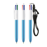 Kugelschreiber aus Kunststoff mit Metallic-Finish und 4-Farben-Tinte Shine BIC® farbe cyan-blau