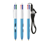 Kugelschreiber aus Kunststoff mit Metallic-Finish und 4-Farben-Tinte Shine BIC® farbe cyan-blau