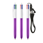 Kugelschreiber aus Kunststoff mit Metallic-Finish und 4-Farben-Tinte Shine BIC® farbe purpurfarben