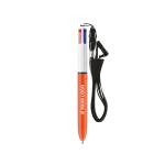 Kunststoff-Kugelschreiber mit Umhängeband und feiner 4-Farben-Schrift BIC® Ansicht mit Druckbereich
