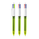 Kunststoff-Kugelschreiber mit feinem Textmarker und 4 Farben Fluo BIC® farbe transparentes lindgrün