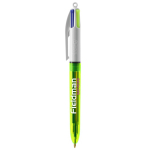 Kunststoff-Kugelschreiber mit feinem Textmarker und 4 Farben Fluo BIC® farbe transparentes lindgrün
