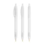 Kugelschreiber aus Kunststoff mit breitem Schaft und blauer Schrift Wide Body BIC® farbe weiß-transparent