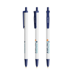 Kugelschreiber aus recyceltem Kunststoff mit großer Druckfläche und blauer BIC®-Tinte farbe marineblau