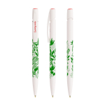 BIC®-Kugelschreiber aus recyceltem Kunststoff mit Druckmechanik und schwarzer Tinte farbe weiß