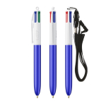 Kugelschreiber aus Kunststoff mit Umhängeband und 4-Farben-Tinte BIC® farbe blau