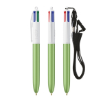 Kugelschreiber aus Kunststoff mit Umhängeband und 4-Farben-Tinte BIC® farbe apfelgrün