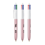 Kugelschreiber aus Kunststoff im Frost-Look mit 4 Farben Tinte BIC® farbe rosa