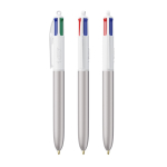 Kugelschreiber aus Kunststoff im Frost-Look mit 4 Farben Tinte BIC® farbe silber