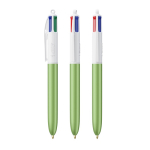 Kugelschreiber aus Kunststoff im Frost-Look mit 4 Farben Tinte BIC® farbe apfelgrün